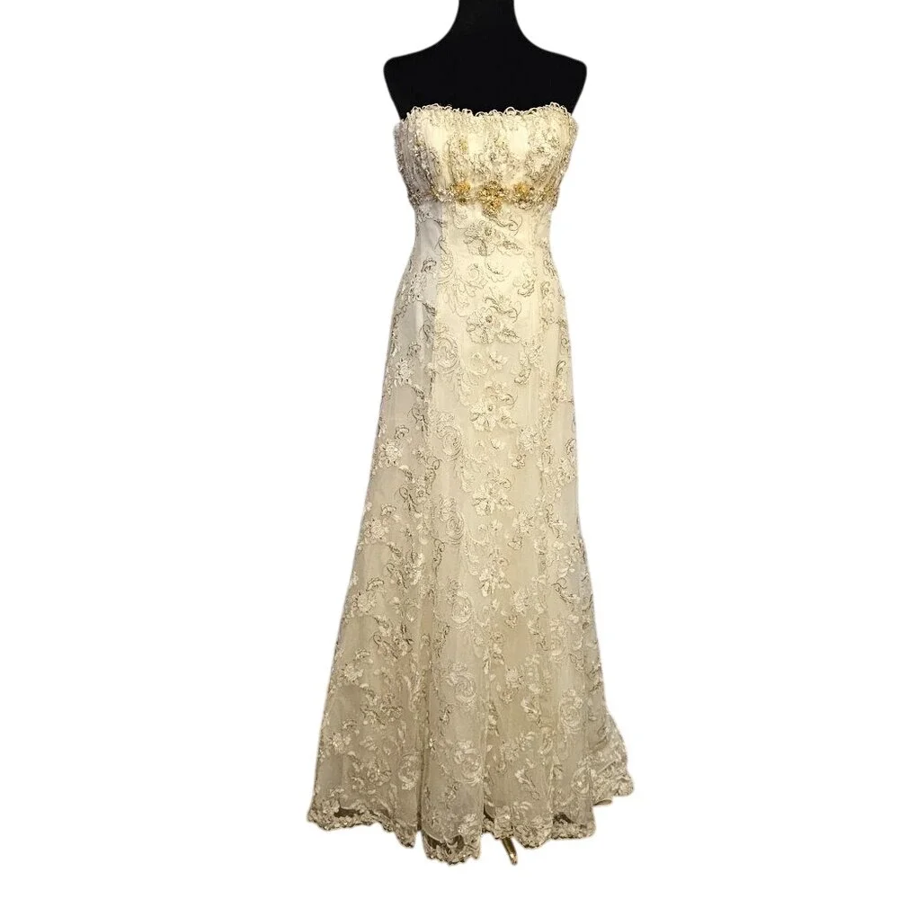 Anjolique‎ Ivory Strapless Wedding Dress 8